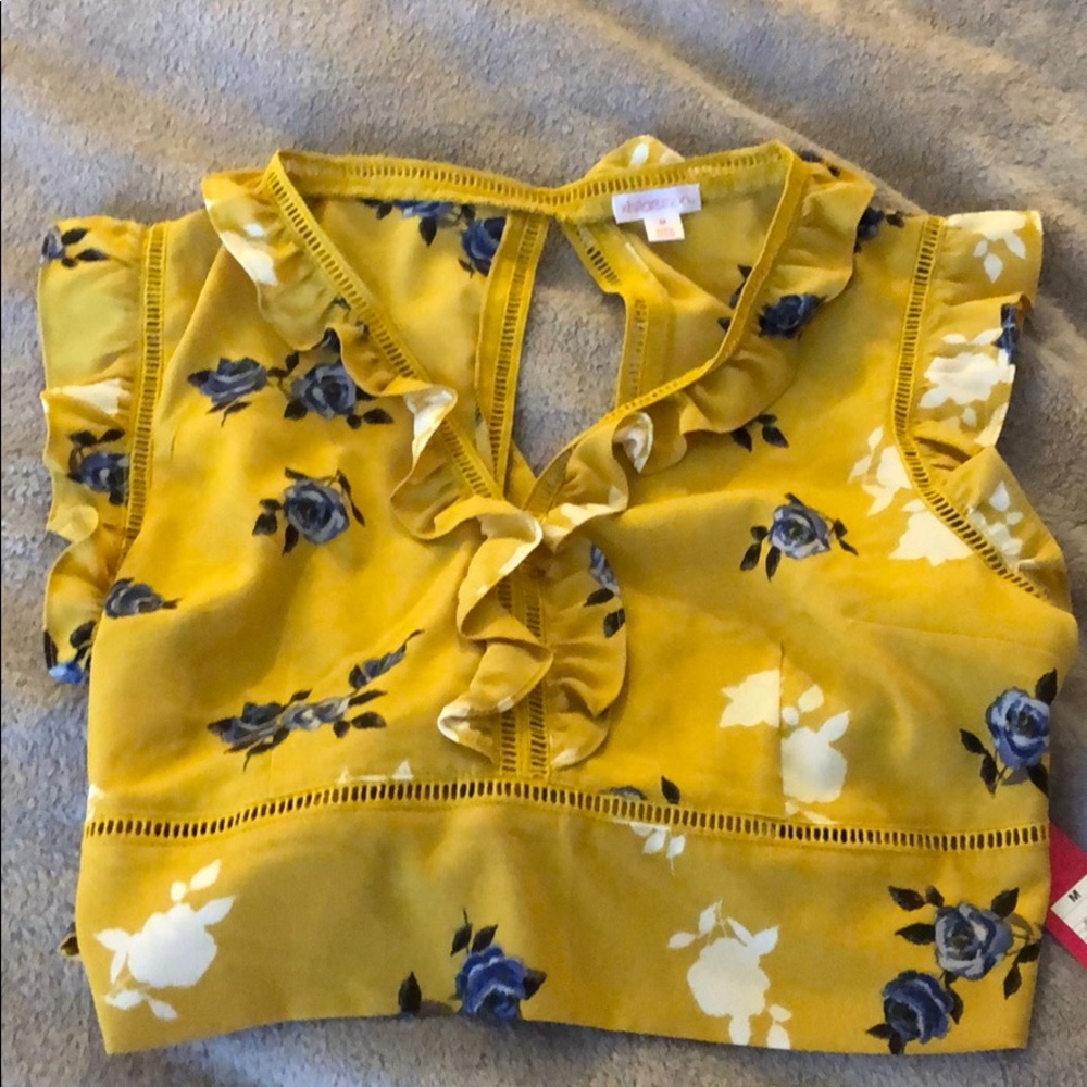 Yellow floral crop top